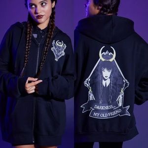 NWT Wednesday Darkness Friend Girls Oversized zip up Hoodie